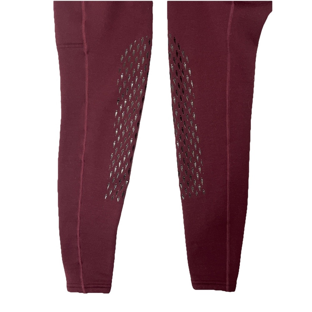 Kerrits Wine Power Stretch Fleece Knee Patch Pocket Riding Tights (M) MSRP $139 - Picture 5 of 10